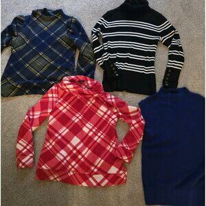 Women’s TALBOTS Fleece Sweater Lot of 4 Size Medium Long Sleeve Pullover EXLNT